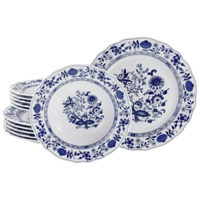 Creatable Tafelservice Flora Zwiebelmuster Blau, Weiß