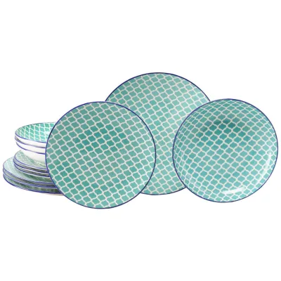 Creatable Tafelservice Mediterran Petrol Weiß, Petrol