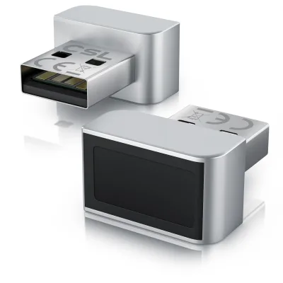 CSL Fingerabdrucksensor V2 mit USB-A, für Windows 11 Hello, bis 10 Fingerabdrücke pro Profil, 360°-Erkennung, Plug & Play, Aluminium