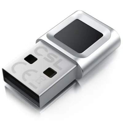 CSL Fingerabdrucksensor V3 mit USB-A, für Windows 11 Hello, bis 10 Fingerabdrücke pro Profil, 360°-Erkennung, Plug & Play, Aluminium