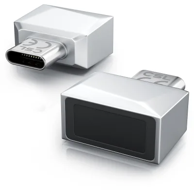 CSL Fingerabdrucksensor V4 mit USB-C, für Windows 11 Hello, bis 10 Fingerabdrücke pro Profil, 360°-Erkennung, Plug & Play, Aluminium