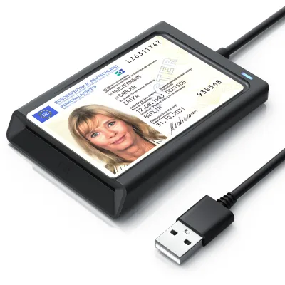 CSL USB-A-Chipkartenleser mit NFC, Smart Card Reader für Personalausweis, Windows 10 und 11, ISO 7816 und ISO 14443, Plug & Play