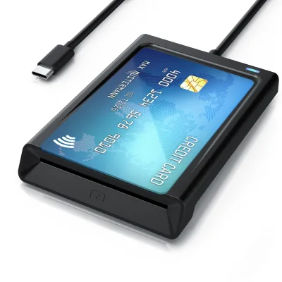 CSL USB-C-Chipkartenleser mit NFC, Smart Card Reader für Personalausweis, Windows 10 und 11, ISO 7816 und ISO 14443, Plug & Play