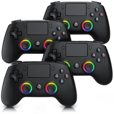 CSL Wireless Gamepad für PS4 & PC, Dual Vibration, Touchpad, 3,5 mm Klinke PlayStation 4-Controller (Spar-Set, 4 St., für Playstation 4 Pro / Slim