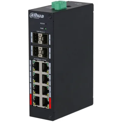 Dahua HS4412-8ET-120 12 Port PoE Switch 8 PoE Ports 250m Reichweite Managed für Desktop und DIN Schiene Hi PoE