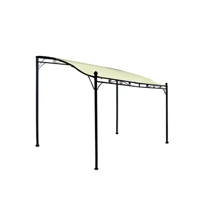 Anbaupavillon MANTOVA 3x2,5 Meter, Stahl dunkel, Plane PVC-beschichtet écru