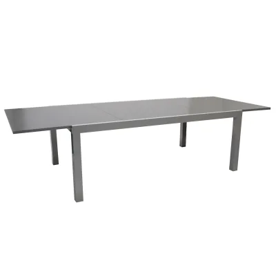 Ausziehtisch MARINA XXL,  200/300x110cm, Aluminium silbergrau + Glas grau