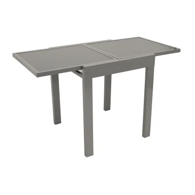 Balkon-Ausziehtisch AMALFI 65/130x65cm, Aluminium silbergrau + Glas grau