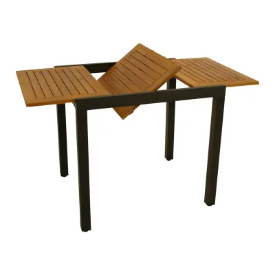Balkon-Ausziehtisch VICENZA 80/120x70cm, Aluminium anthrazit + Akazie geölt