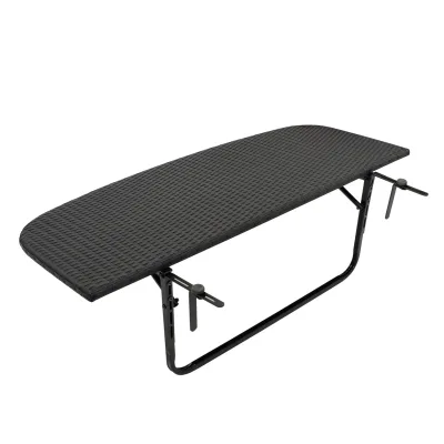 Balkonhängetisch 120x40cm, Metall + Polyrattan schwarz