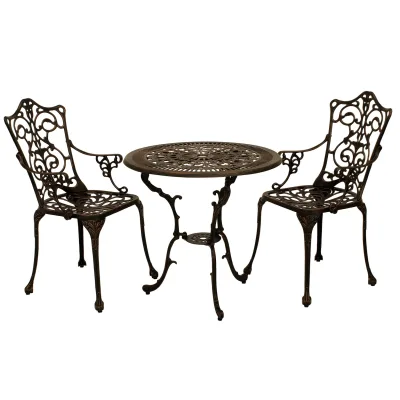 Bistroset Jugendstil 3-teilig, Aluguss bronze antik