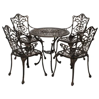 Bistroset Jugendstil 5-teilig, Aluguss bronze antik