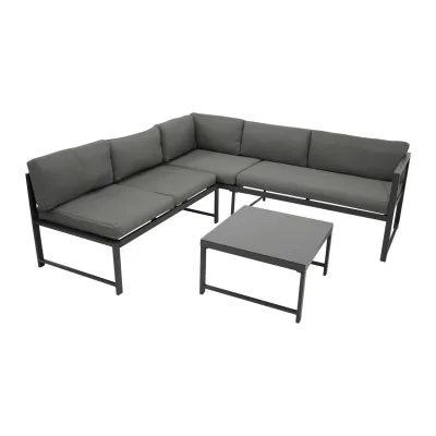 Funktions Lounge Set MONTANA, Aluminium dunkelgrau, Polster grau