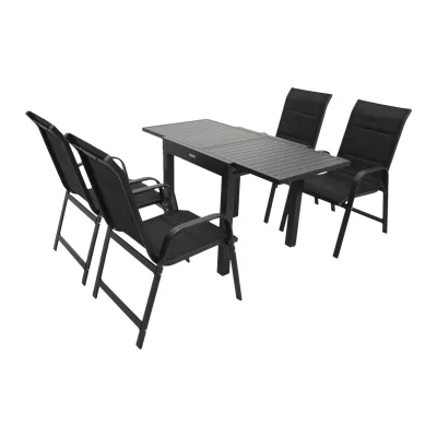 Garnitur ALCUDIA 5-teilig,  Aluminium anthrazit + Kunstgewebe schwarz