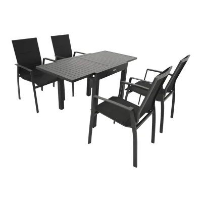 Garnitur ALCUDIA 5-teilig,  Aluminium anthrazit + Kunstgewebe schwarz