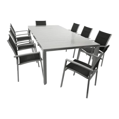Garnitur BAGO XL 9-teilig, Alu + Kunstgewebe schwarz