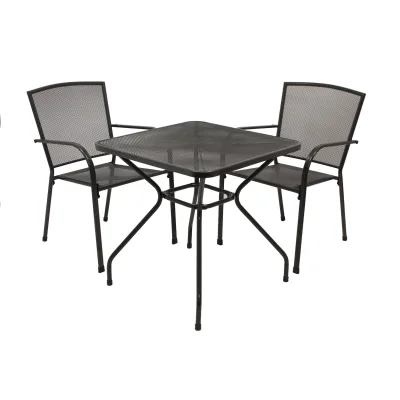 Garnitur CLASSIC 3-teilig, Streckmetall anthrazit (Tisch 70x70cm)