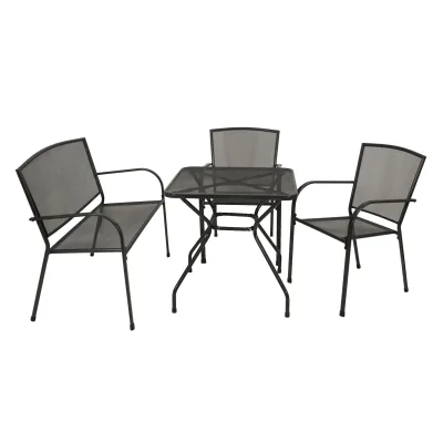 Garnitur CLASSIC 4-teilig, Streckmetall anthrazit (Tisch 70x70cm)