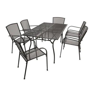 Garnitur CLASSIC 7-teilig, Streckmetall anthrazit (Tisch 90x150cm)