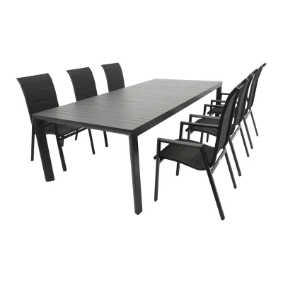 Garnitur LAGOS XL 7-teilig, Alu + Kunstgewebe schwarz