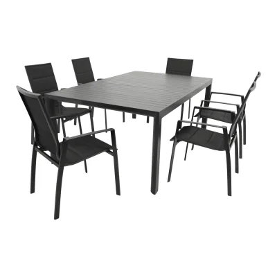 Garnitur LAGOS XL 7-teilig, Alu + Kunstgewebe schwarz