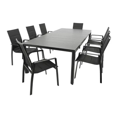 Garnitur LAGOS XL 9-teilig, Alu + Kunstgewebe schwarz