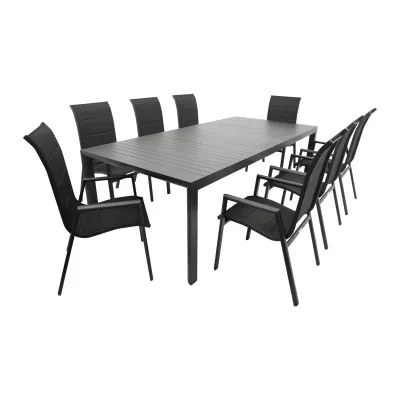 Garnitur LAGOS XL 9-teilig, Alu + Kunstgewebe schwarz