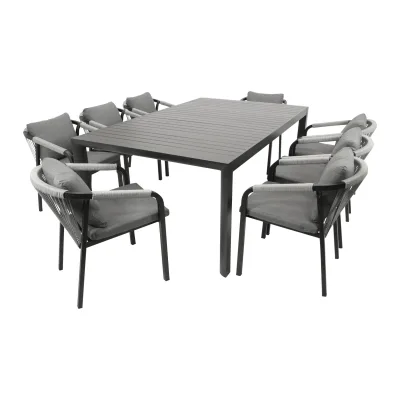 Garnitur LAGOS XL 9-teilig, Alu + Rope grau