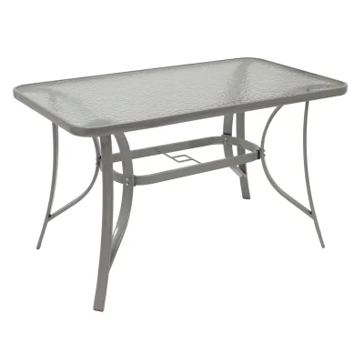 Gartentisch 120x70cm, Metall grau + Glas