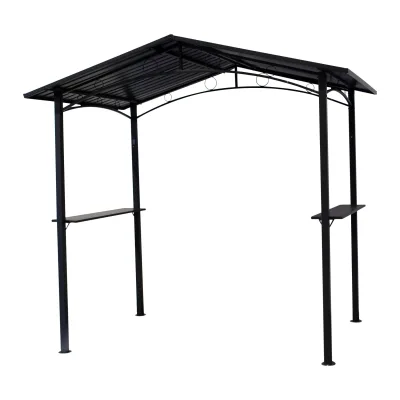 Grillpavillon TOULOUSE 2,5x1,6 Meter, Stahl dunkelgrau, Dach aus Metall