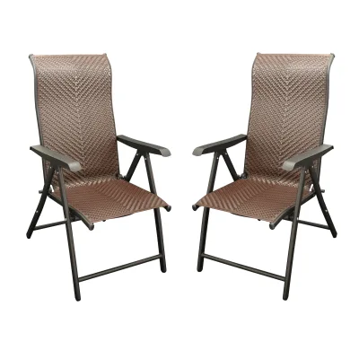 Klappsessel ANTIBES Hochlehner, Metall + Polyrattan braun, klappbar, 2 Stück