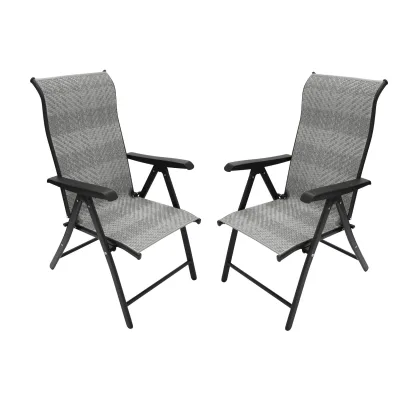 Klappsessel ANTIBES Hochlehner, Metall + Polyrattan grau, klappbar, 2 Stück