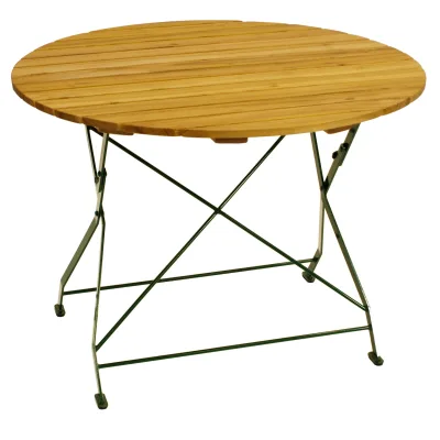 Klapptisch BAD TÖLZ 100cm rund, Flachstahl grün + Robinie