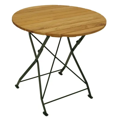 Klapptisch BAD TÖLZ 77cm rund, Flachstahl grün + Robinie