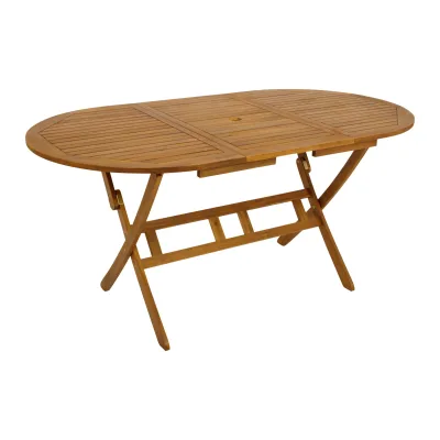 Klapptisch BENITA 85x160cm oval, Akazie geölt