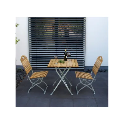 Kurgarten - Garnitur BAD TÖLZ 3-teilig (2x Stuhl, 1x Tisch  70x70cm), Flachstahl verzinkt + Robinie, klappbar