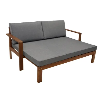 Liegesofa PARANA ausziehbar 180x136cm, Akazie geölt, mit Auflagen grau