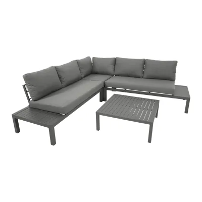 Lounge Set  ROVIGNO, Aluminium anthrazit, Polster grau