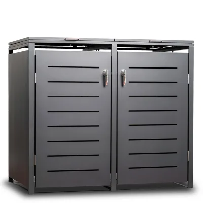 Mülltonnenbox KÖLN 115x62x102cm für 2x Tonnen 120 Liter, Stahl anthrazit