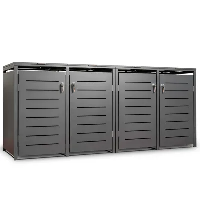 Mülltonnenbox KÖLN 264x80x116cm für 4x Tonnen 120 und 240 Liter, Stahl anthrazit