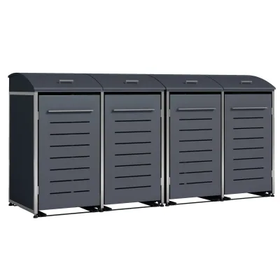 Mülltonnenbox KIEL 278x83x136cm für 4x Tonne 120 und 240 Liter, Stahl anthrazit + Edelstahl