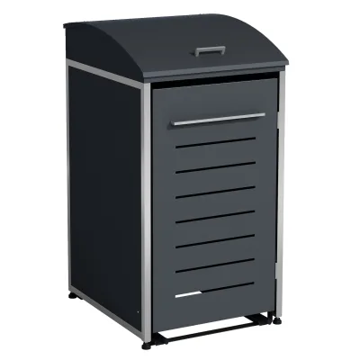 Mülltonnenbox KIEL 72x83x136cm für Tonnen 120 und 240 Liter, Stahl anthrazit + Edelstahl