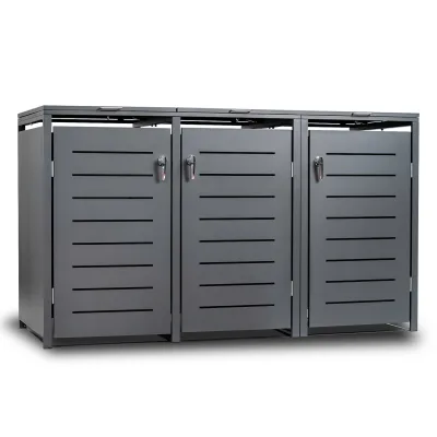 Mülltonnenbox KÖLN 175x62x102cm für 3x Tonnen 120 Liter, Stahl anthrazit