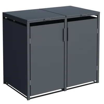 Mülltonnenbox MÜNCHEN 132x80x116cm für 2x Tonnen 120 und 240 Liter, Stahl anthrazit