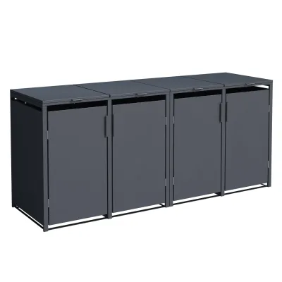 Mülltonnenbox MÜNCHEN 230x62x102cm für 4x KLEINE Tonnen 120 Liter, Stahl anthrazit