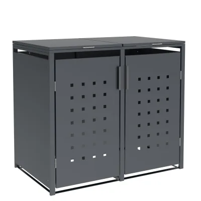 Mülltonnenbox TRIER 132x80x116cm für 2x Tonnen 120 und 240 Liter, Stahl anthrazit