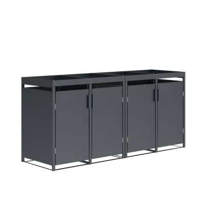 Mülltonnenbox ULM 264x80x124cm mit Pfanzkasten, für 4x Tonnen 120 und 240 Liter, Stahl anthrazit