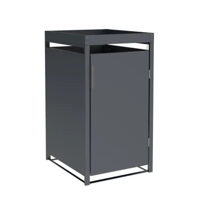 Mülltonnenbox ULM 68x80x124cm mit Pfanzkasten, für Tonnen 120 und 240 Liter, Stahl anthrazit