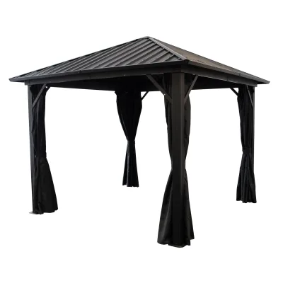 Pavillon NOVARA  3x3 Meter, Aluminium schwarz, Dach aus verzinktem Metall