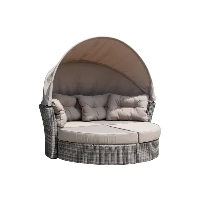 Relaxinsel MARBELLA, Alu + Polyrattan grau bicolor, Polster taupe